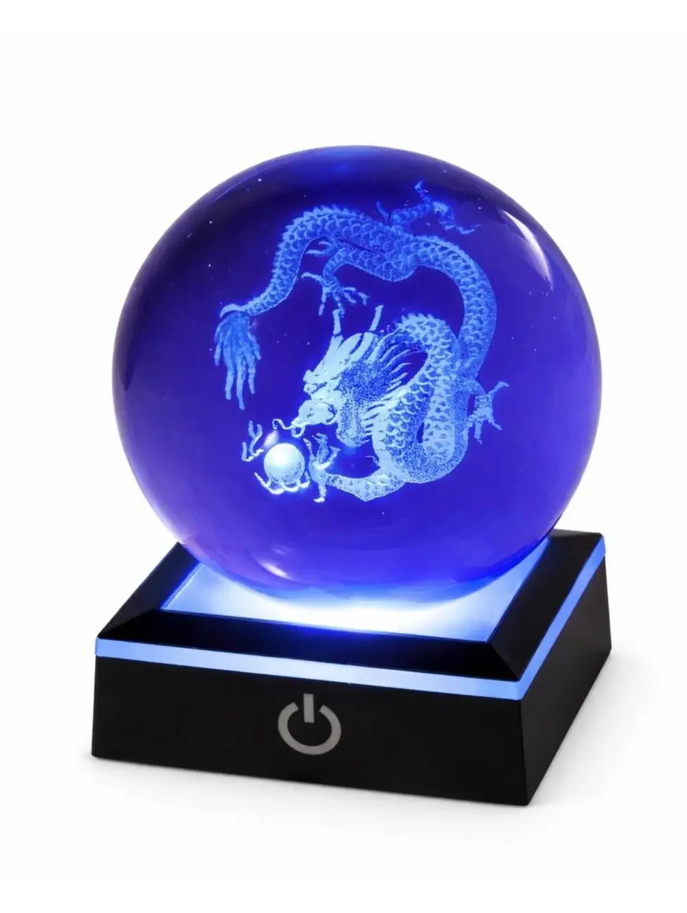 3D Dragon Ingraved Crystal Ball Night Light w/4 Steady Colors&Changing Color